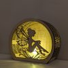 wooden fairy tea light holder silhouette lamp